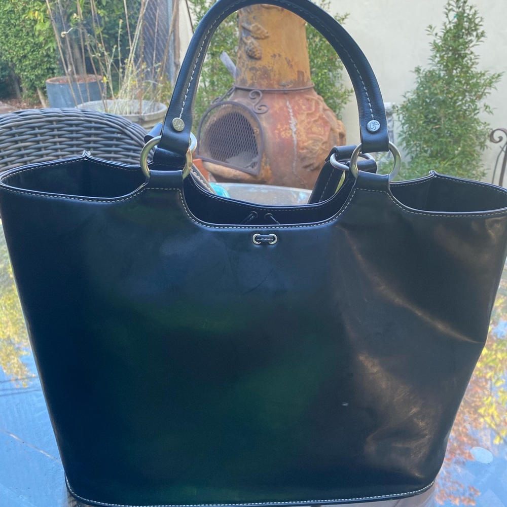 Donald Pilner Black Patent Leather Tote/Satchel